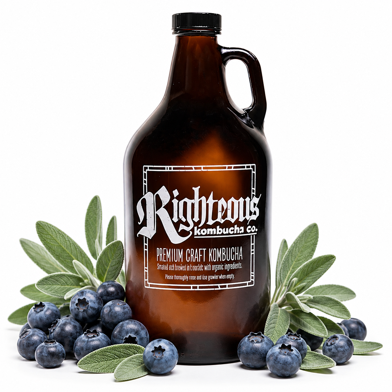 Righteous Kombucha Blueberry Sage small-batch kombucha brewed in Colorado Springs