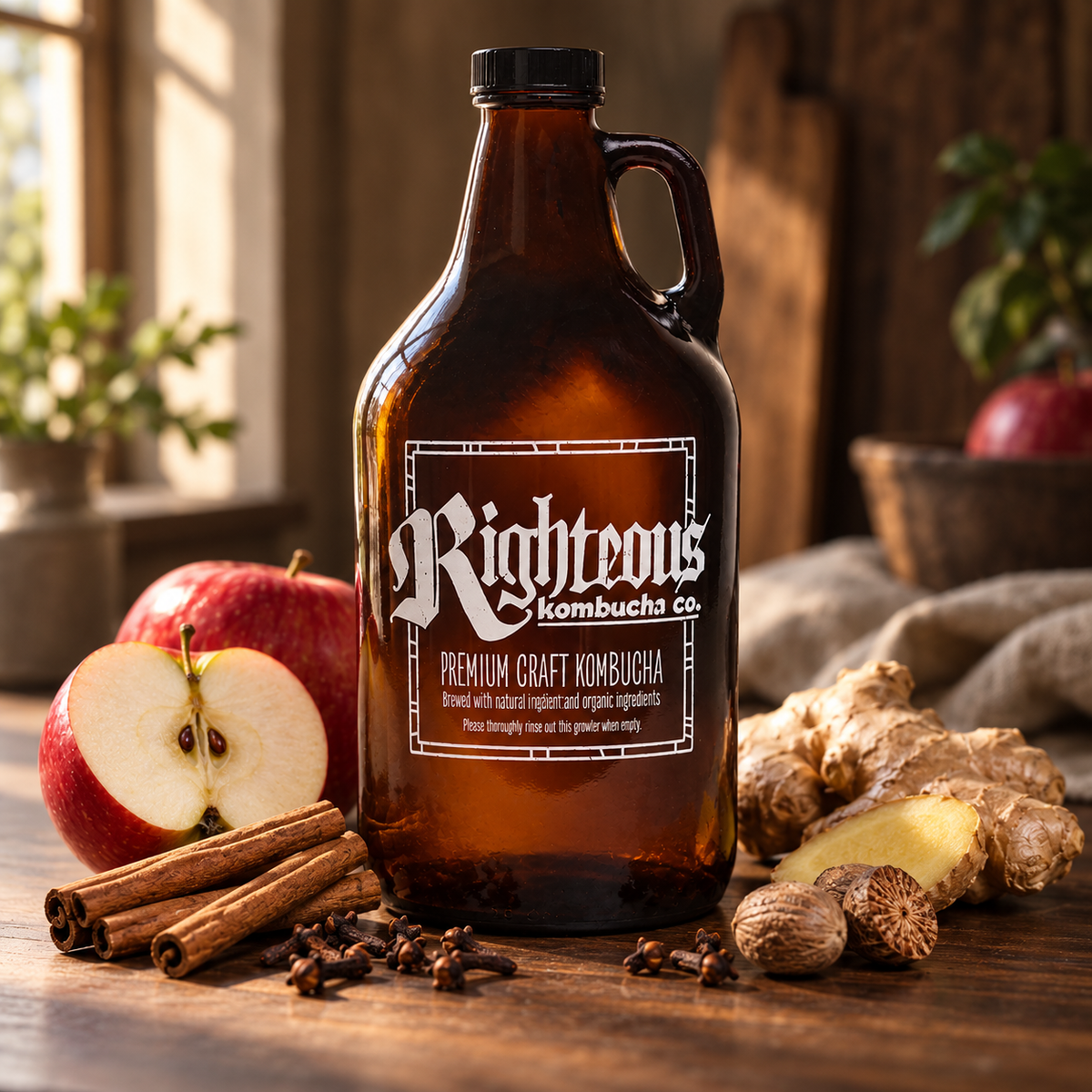 Righteous Apple Cider Kombucha, seasonal fall kombucha from Colorado Springs